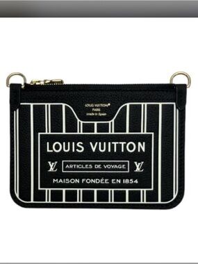 Louis Vuitton Black and White Striped Zip Pouch